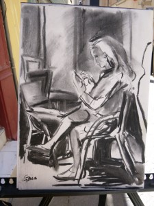 Hanne with a phone